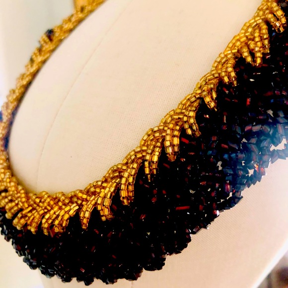 Vintage Demi Parure Garnet Gold Bead Necklace Set - Picture 2 of 14